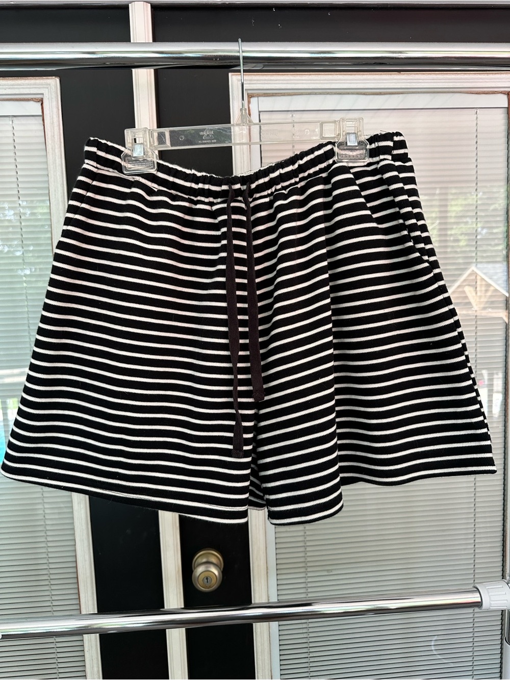 Size 1X Polagram Classic Black & White Striped Women's Shorts